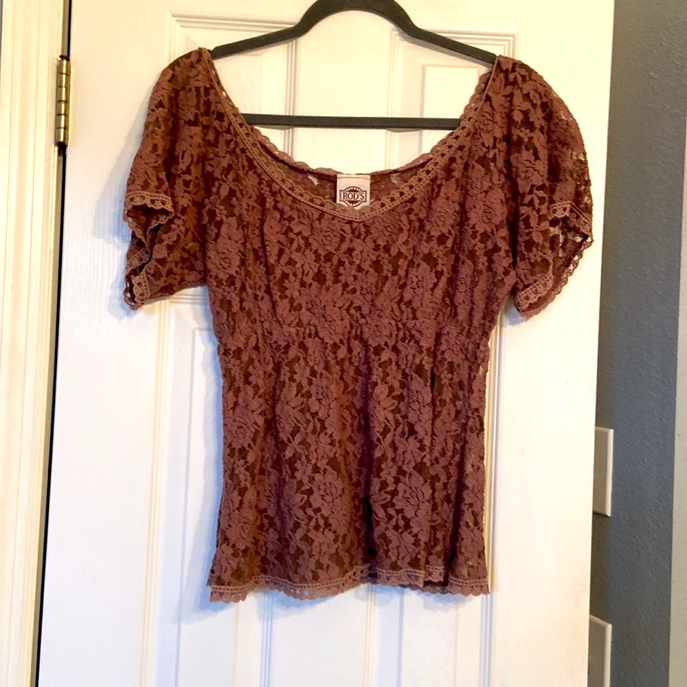 Rod’s Western Wear brown lace shirt women’s large
